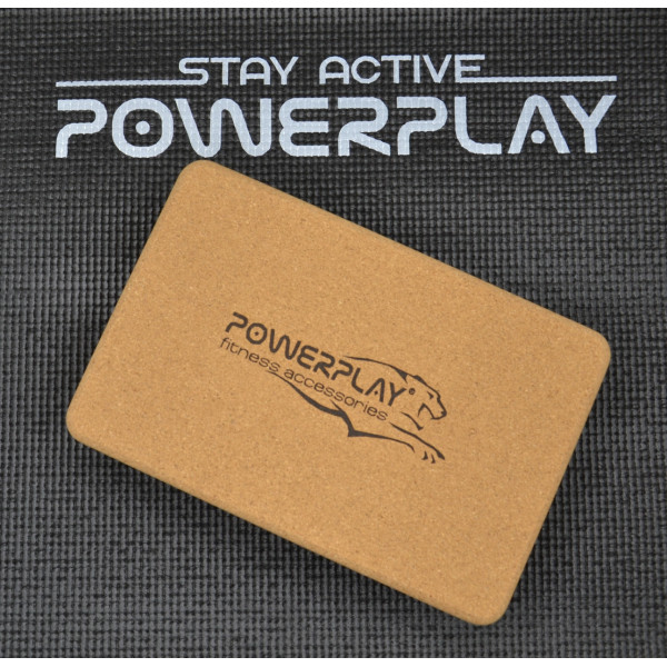Блок для йоги PowerPlay Cork Yoga Block PP_4006 з пробкового дерева (1шт.), код: PP_4006_Cork