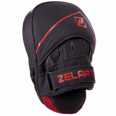 Лапа вигнута для боксу та єдиноборств Zelart 250x180x50 мм 2шт чорний-червоний, код: VL-3148_BKR-S52