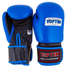 Боксерські рукавички TopTen шкіра синій 12oz, код: TT025-12B