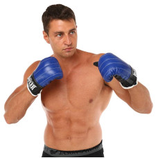 Снарядні рукавички шкіряні Boxer L, синій-чорний, код: 2014_L_BL-S52