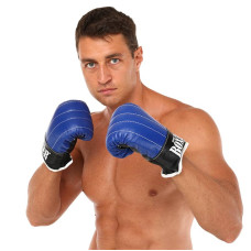 Снарядні рукавички шкіряні Boxer L, синій-чорний, код: 2014_L_BL-S52