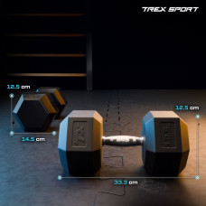 Гантеля шестигранна прогумована TX-125RD Trex Sport 12,5кг, код: 5902308232266