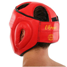 Шолом боксерський з повним захистом шкіряний Boxer New L, червоний, код: 2033-N_LR