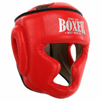 Шолом боксерський з повним захистом шкіряний Boxer New L, червоний, код: 2033-N_LR