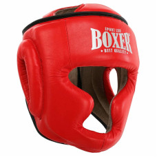Шолом боксерський з повним захистом шкіряний Boxer New L, червоний, код: 2033-N_LR