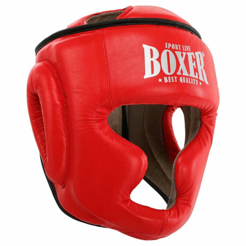 Шолом боксерський з повним захистом шкіряний Boxer New L, червоний, код: 2033-N_LR