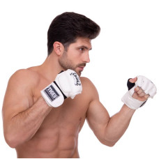 Рукавички для змішаних єдиноборств MMA Top King Ultimate шкіряні S, білий, код: TKGGU_SW
