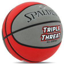 М"яч баскетбольний гумовий Spalding Triple Threat №7, сірий-червоний, код: 84546Z