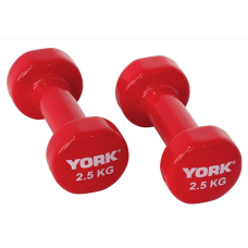 Гантелі для фітнесу вінілові круглі York Fitness 2х2,5кг червоний, код: 00-G00000408