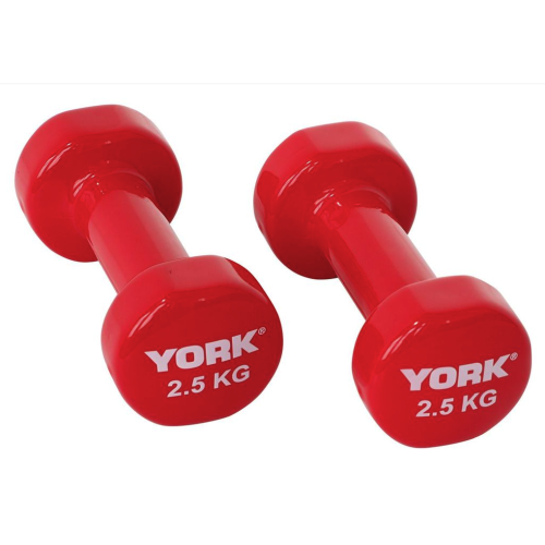 Гантелі для фітнесу вінілові круглі York Fitness 2х2,5кг червоний, код: 00-G00000408