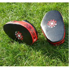 Лапи боксерські PowerPlay PU пара, 290х190х50 мм, чорний-червоний, код: PP_3051_Red