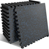 Мат-пазл DualMat 60×60×2 см (чорний/сині вкраплення) — 1 шт, код: W-RUB60-20-BLUE-1-IF