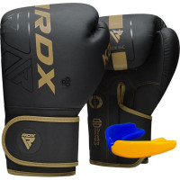 Боксерські рукавиці RDX F6 Kara Matte 14 унцій, чорний-золотий, код: BGR-F6MGL-14OZ