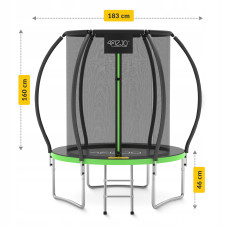 Батут із внутрішньою сіткою 4FIZJO PRO 6FT 183 см Black/Green, код: P-5907739319234