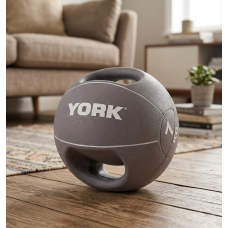 М'яч медбол 7кг York Fitness із двома ручками, сірий, код: 20014961807336