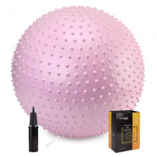 М'яч для фітнесу (фітбол) Cornix 65 см масажний Anti-Burst Light Pink, код: XR-0489