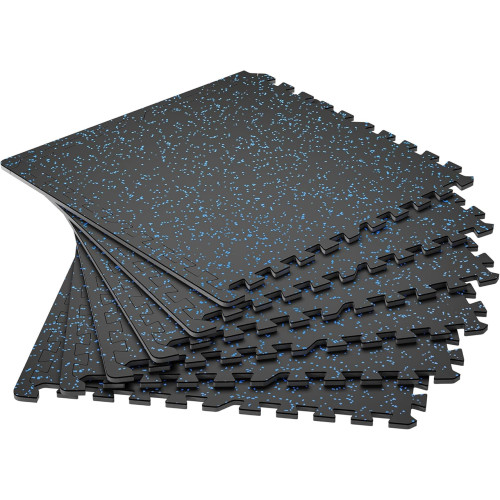 Мат-пазли DualMat 60×60×1,2 (чорний/сині вкраплення) — комплект 4 шт, код: W-RUB60-12-BLUE-4-IF