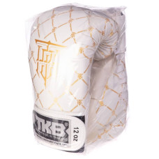 Рукавички боксерські Top King Chain шкіряні 12 унцій, білий-золотий, код: TKBGCH_12WG-S52