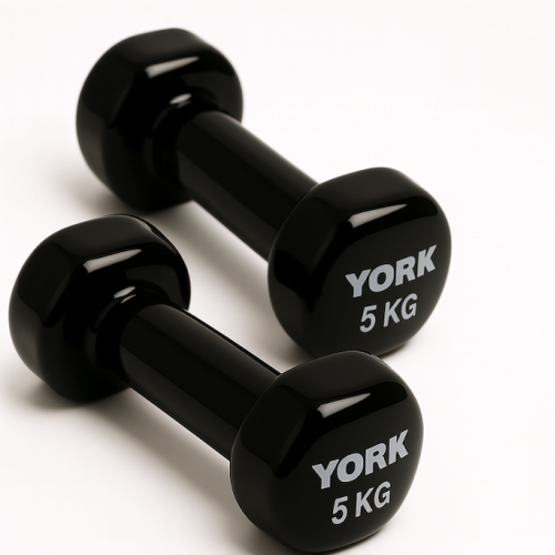 Гантелі для фітнесу вінілові круглі York Fitness 2х5кг чорний, код: 00-G00000411