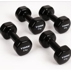 Гантелі для фітнесу вінілові круглі York Fitness 2х5кг чорний, код: 00-G00000411
