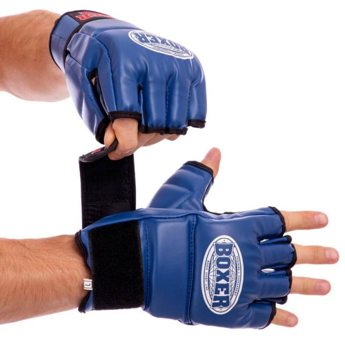 Рукавички для змішаних єдиноборств MMA Boxer XL, синій, код: 5021_XLBL