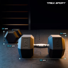 Гантеля шестигранна прогумована TX-175RD Trex Sport 17,5кг, код: 5902308232280