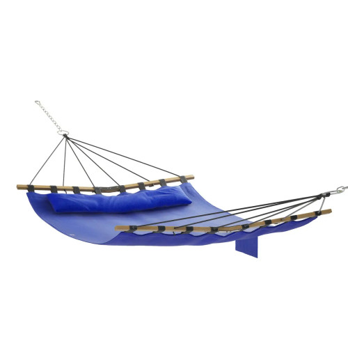 Гамак двомісний з деревʼяними планками Lago синій, 200х150 см, код: DH01-BLU