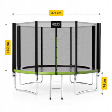 Батут із зовнішньою сіткою 4Fizjo Classic 12FT 374 см Black/Green, код: P-5907739312914