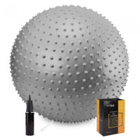 М'яч для фітнесу (фітбол) Cornix 65 см масажний Anti-Burst Silver, код: XR-0487