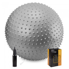 М'яч для фітнесу (фітбол) Cornix 65 см масажний Anti-Burst Silver, код: XR-0487