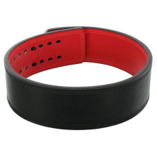 Пояс для пауерліфтингу з карабіном шкіряний Mdbuddy Weightlifting Belt S, чорний-червоний, код: TA-3231_SBKR
