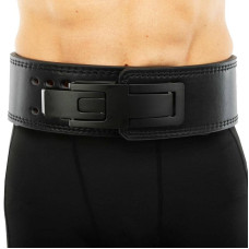 Пояс для пауерліфтингу з карабіном шкіряний Mdbuddy Weightlifting Belt S, чорний-червоний, код: TA-3231_SBKR