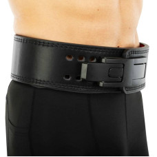Пояс для пауерліфтингу з карабіном шкіряний Mdbuddy Weightlifting Belt S, чорний-червоний, код: TA-3231_SBKR