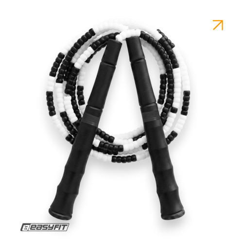 Бісерна скакалка EasyFit FreeRope 2,7 м для фрістайлу (чорно-біла), код: EF-2820-BKW