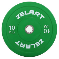 Блини (диски) бамперні для кросфіту гумові Zelart d-52мм, 10кг, зелений, код: TA-7797-10
