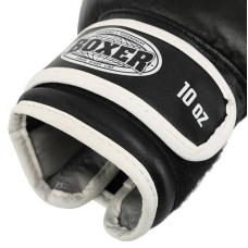 Рукавички боксерські Boxer шкіряні на липучці 12 унцій, чорний-білий, код: 2023_12BK-S52