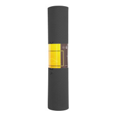 Килимок для йоги та фітнесу Cornix TPE 1830x610x6 мм, чорний-сірий, код: XR-0349