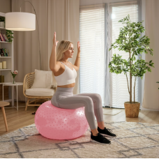 Фітбол масажний Hop-Sport 65см рожевий + насос, код: 5902308233843