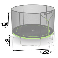Батут Neo-Sport NS-08Z231 з зовнішньою сіткою 8 футів 252 см, чорно-зелений, код: DM-NS-08Z231-IN
