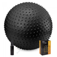 М'яч для фітнесу (фітбол) Cornix 65 см масажний Anti-Burst Black, код: XR-0482
