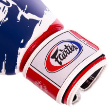 Рукавички боксерські шкіряні Fairtex Thai Print 12 унцій, білий-синій-червоний, код: BGV1-THAI_12-S52