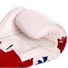 Рукавички боксерські шкіряні Fairtex Thai Print 12 унцій, білий-синій-червоний, код: BGV1-THAI_12-S52