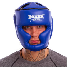 Шолом боксерський з повним захистом шкірозамінник Boxer M синій, код: 2036_MBL