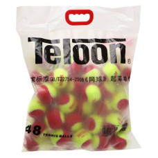 М"яч для великого тенісу Teloon Kids 70, 48 шт, червоно-салатовий, код: Stage-3