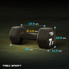 Гантелі для фітнесу неопренові TREX Sport TX-070VD 2x7кг, код: 5902308231276