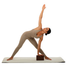 Блок для йоги двокольоровий Bloom Yoga Brick 230x150 мм, коричневий-білий, код: LB7041-S52