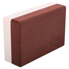 Блок для йоги двокольоровий Bloom Yoga Brick 230x150 мм, коричневий-білий, код: LB7041-S52