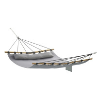 Гамак двомісний з деревʼяними планками Lago сірий, 200х150 см, код: DH01-GRY