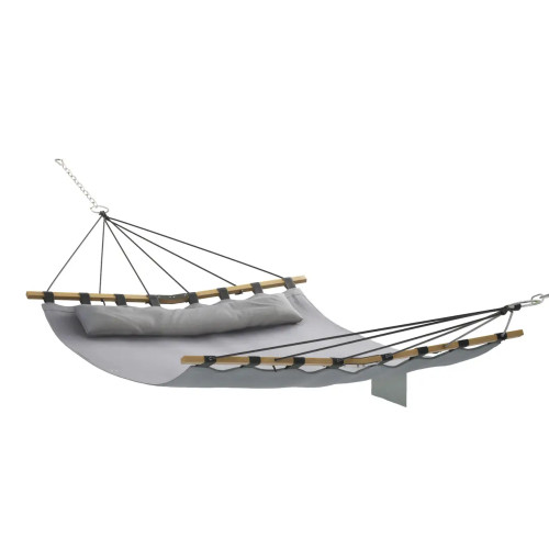 Гамак двомісний з деревʼяними планками Lago сірий, 200х150 см, код: DH01-GRY