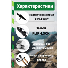 Трекінгові палиці PowerPlay Friluftsliv Black/White 80-135 см (пара), код: PP_9107_FRILUFTSLIV